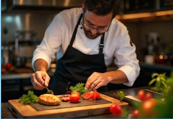 Chef preparing meal selection