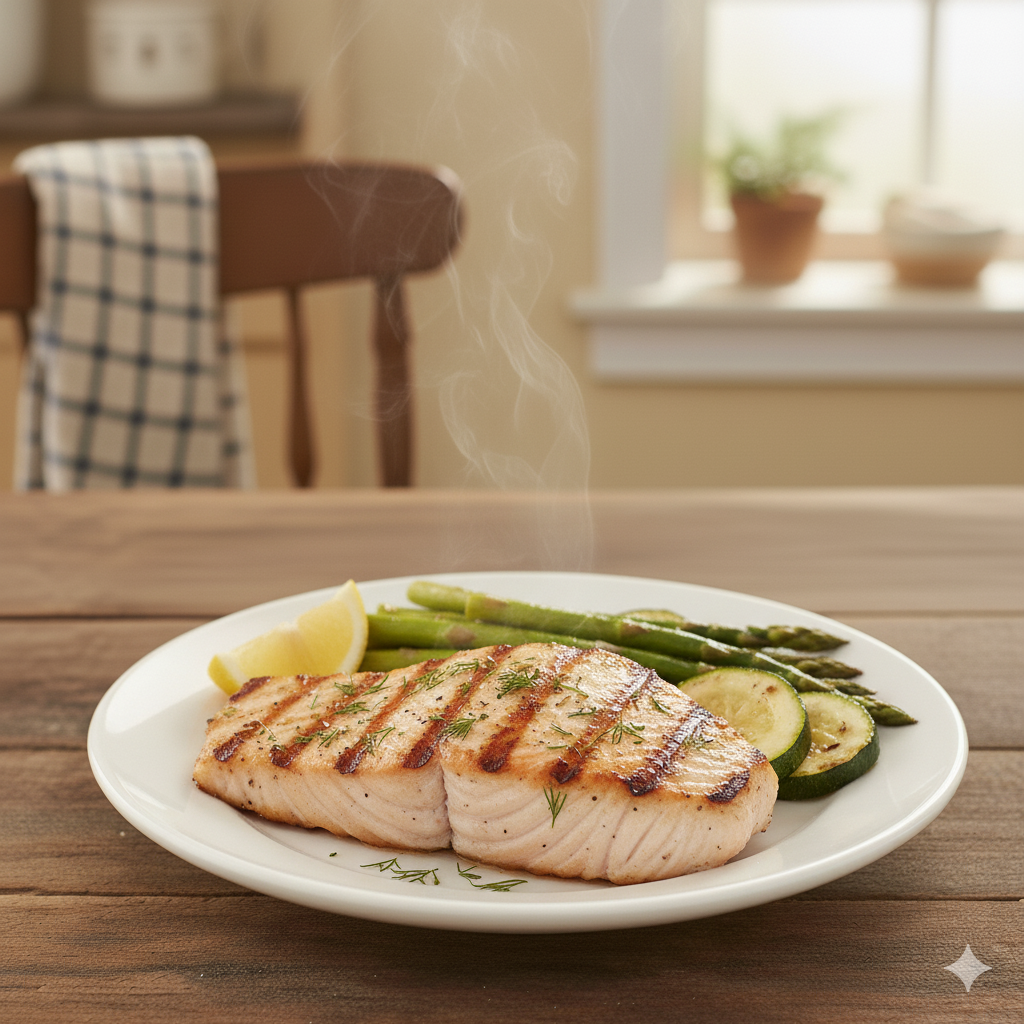 Grilled Swordfish with Asparagus and Zucchini