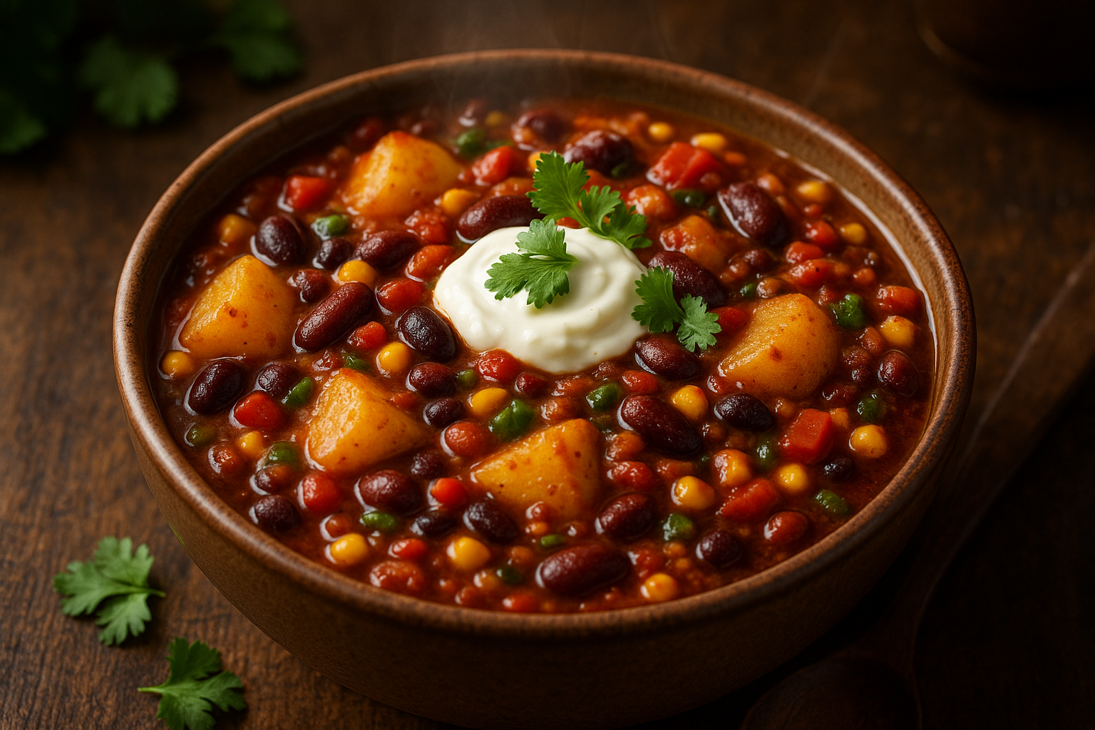 Vegetarian Chili + Potatoes